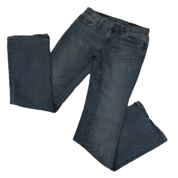 Citizens Of Humanity Blue Whiskering Medium Wash Embroidered Boot Cut Jean - Picture 1 of 8